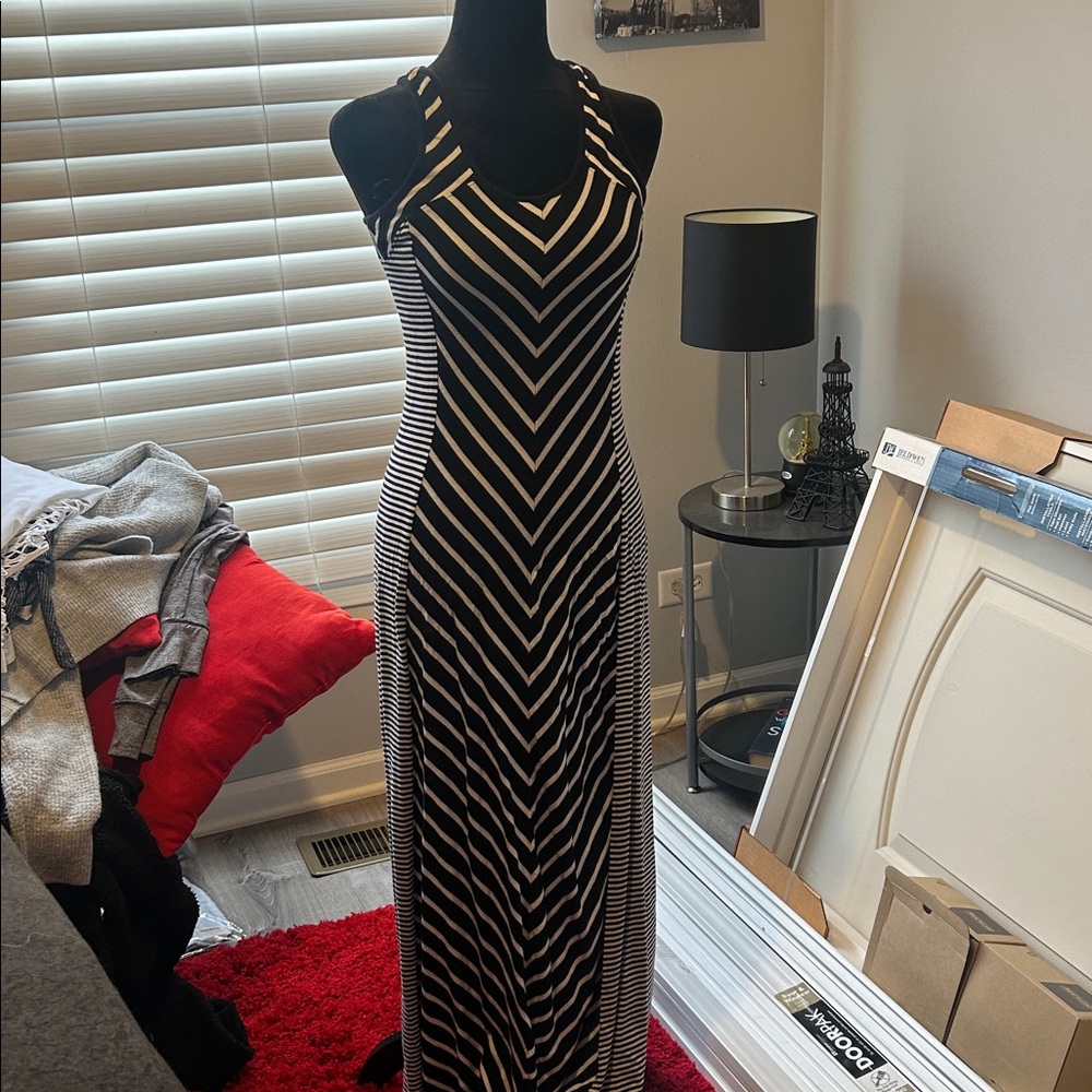 LC Lauren Conrad Black and White Striped racerback dress
